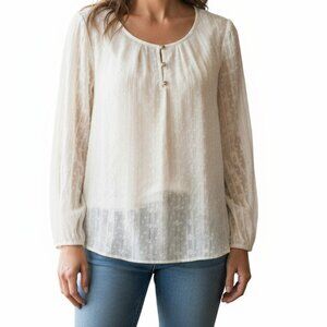 LIZ CLAIBORNE Ivory Women's Pullover Blouse - Size L - NWT